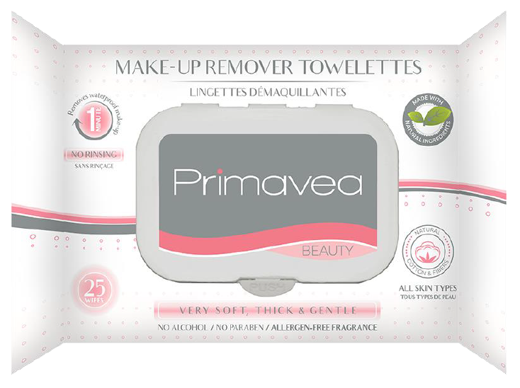 Primavea Natural Make Up Remover Towelettes 25S